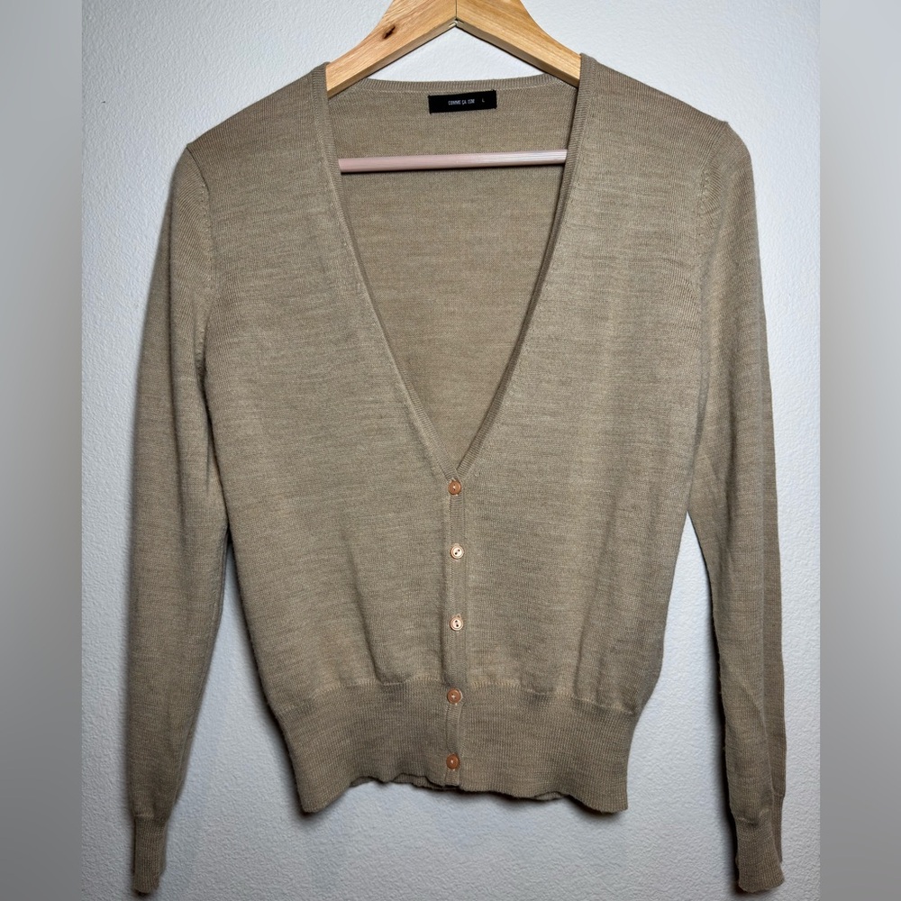 Comme Ca Ism Tan V-Neck Cardigan Sweater